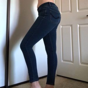 Dark blue denim skinny straight jeans